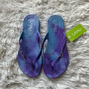 Lavau Womens Waterproof Flip Flops Blue Purple New With Tags Size 6